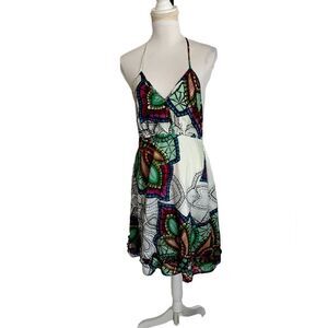 Papillon Vancouver Los Angeles Silk Blend Floral Sundress Ruffle Hem